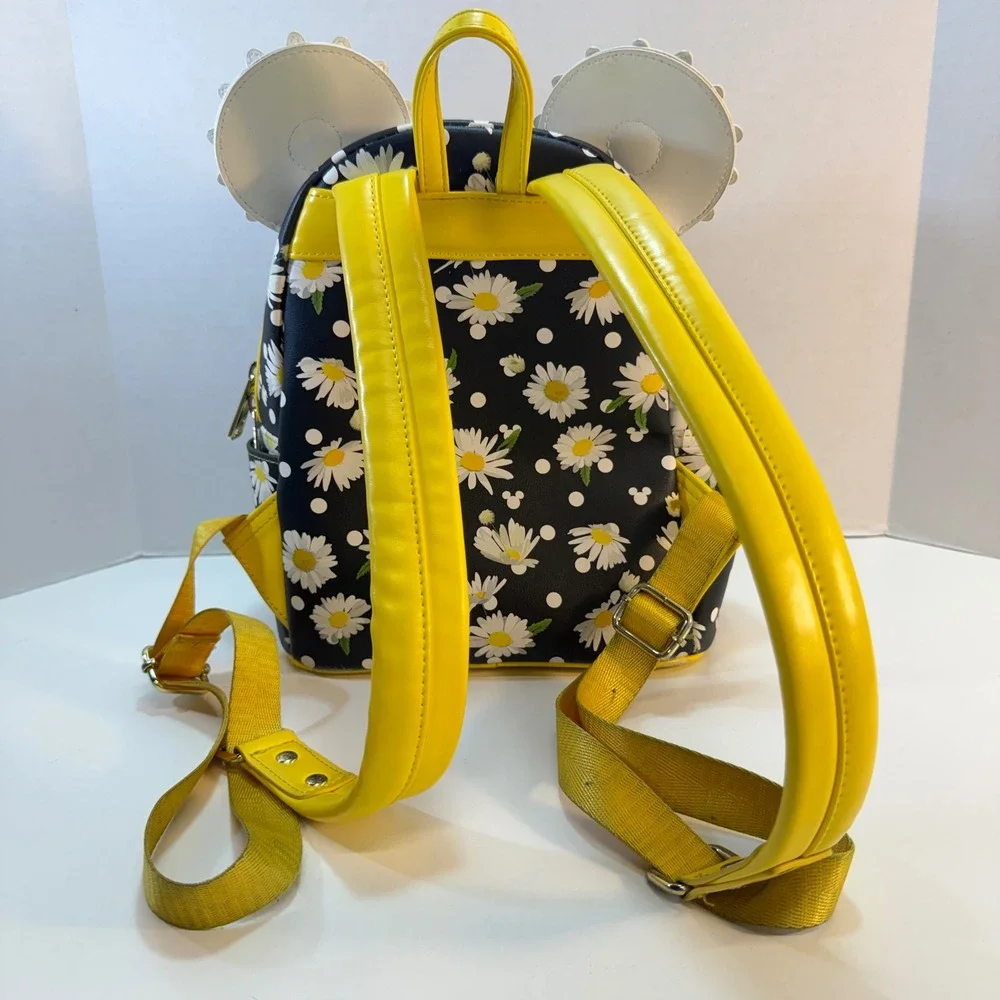 Loungefly Mini Backpack Disney Minnie Mouse Daisy Floral Black Yellow Bow READ